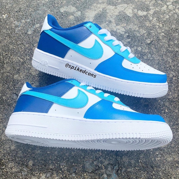 Custom “3 Shades of the Blues” (AF1)Check Sizing Before Ordering