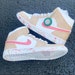 Custom J1 Mid Tan & Pink w/ Splatter -Check Size Before Ordering