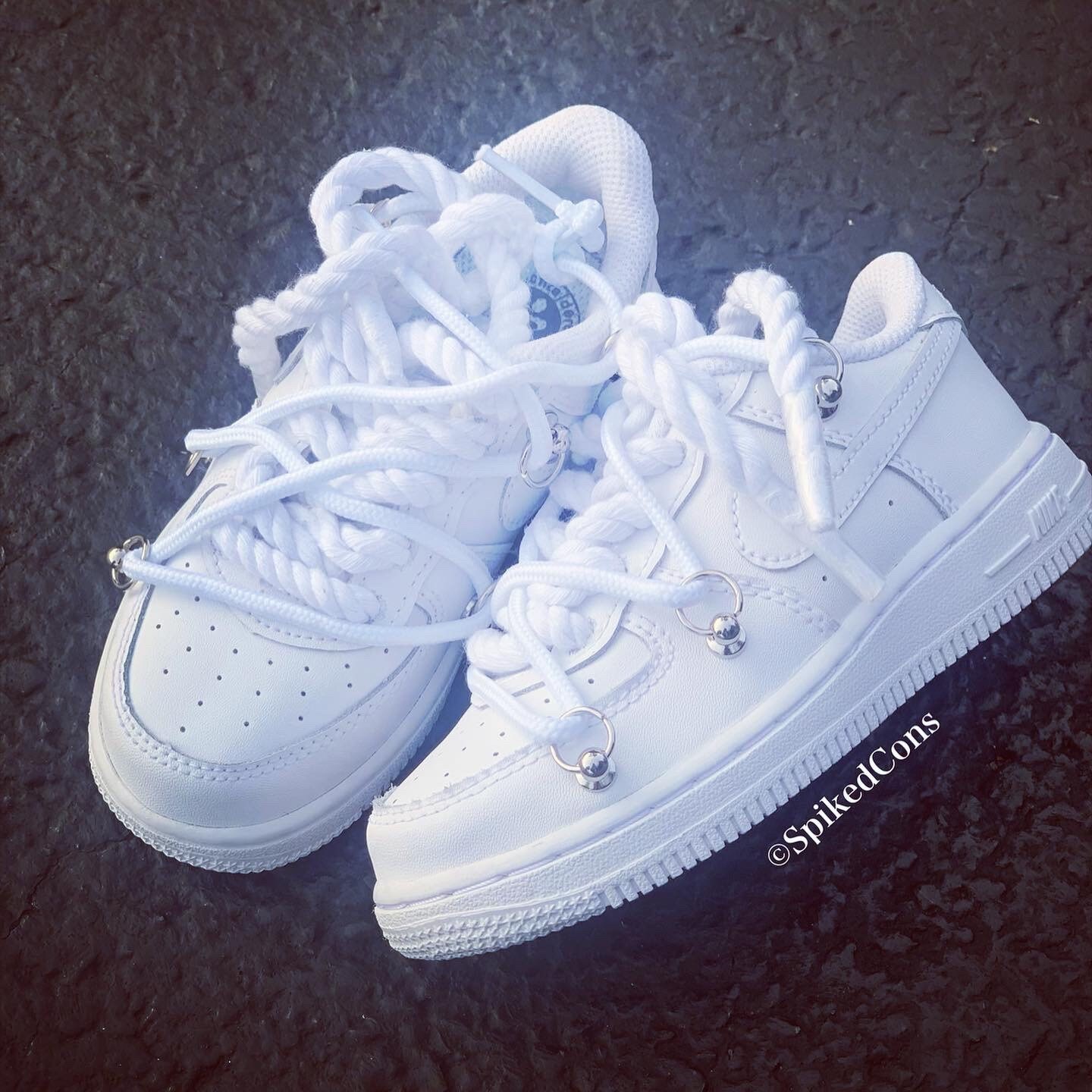 Custom All White AF1 Rope Laces toddler /kid Sizes 