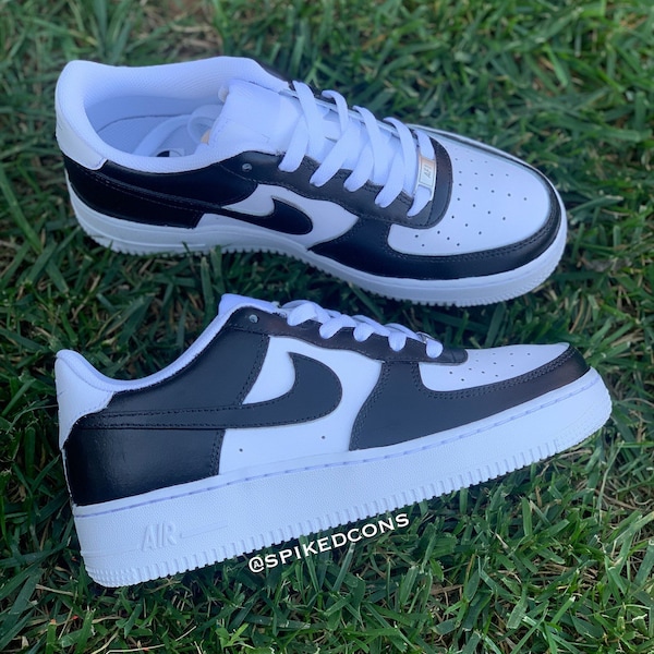 Custom Black and White Sneakers (AF1) Check Sizing Before Ordering