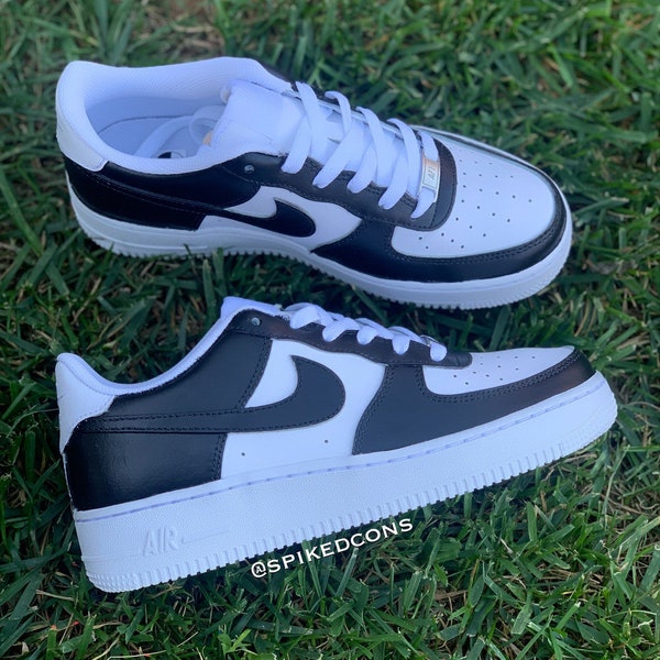 Custom Black and White Sneakers (AF1) Check Sizing Before Ordering