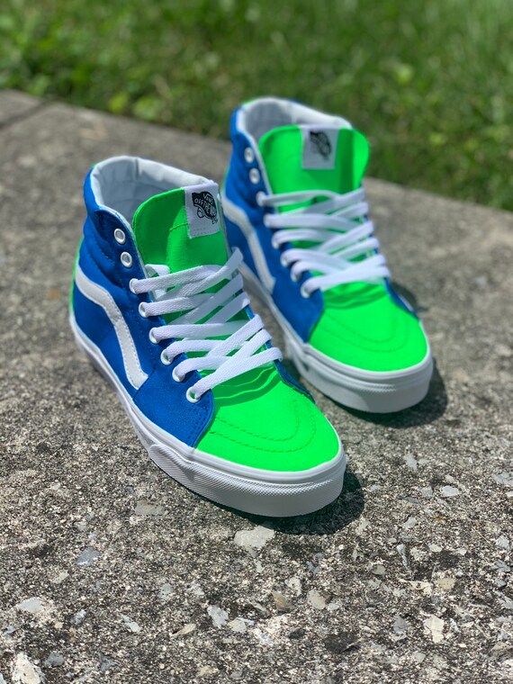 Neon blue high top vans Clearance