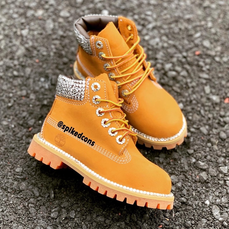 Custom Bling Timberlands toddler Preschool.. Kids Wheat Boots Etsy