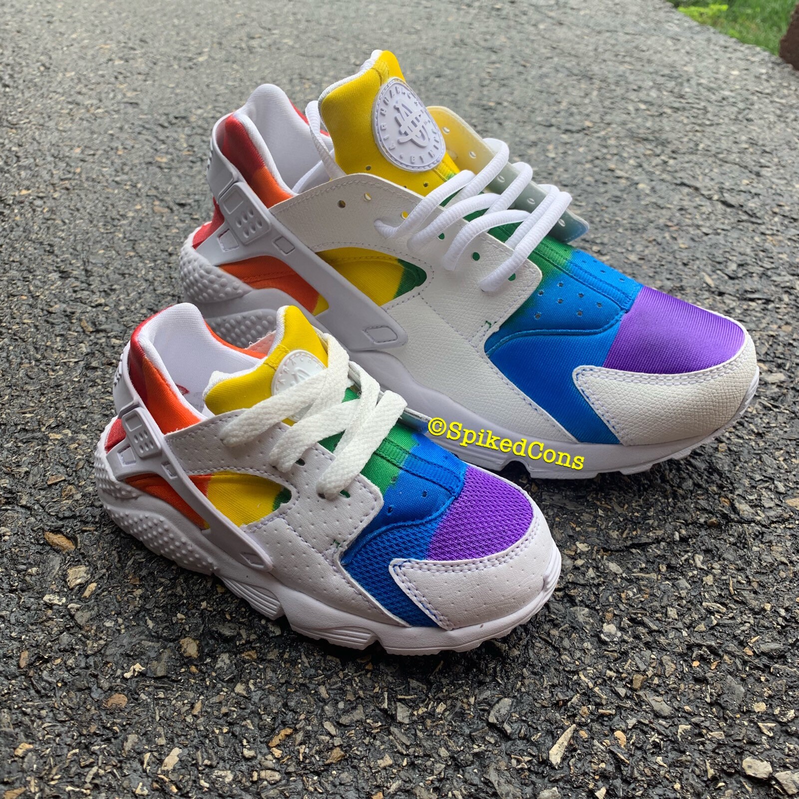 Custom Rainbow Huaraches (Pink Purple Yellow and Turquoise)