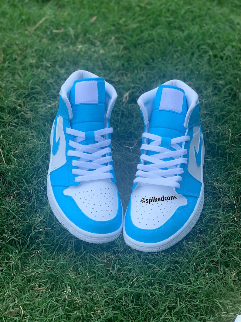 custom light blue jordans
