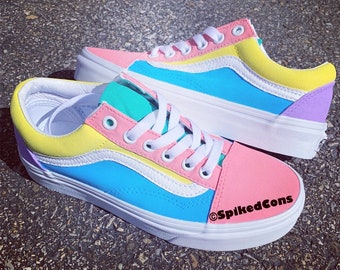 Blue yellow and pink vans outlet