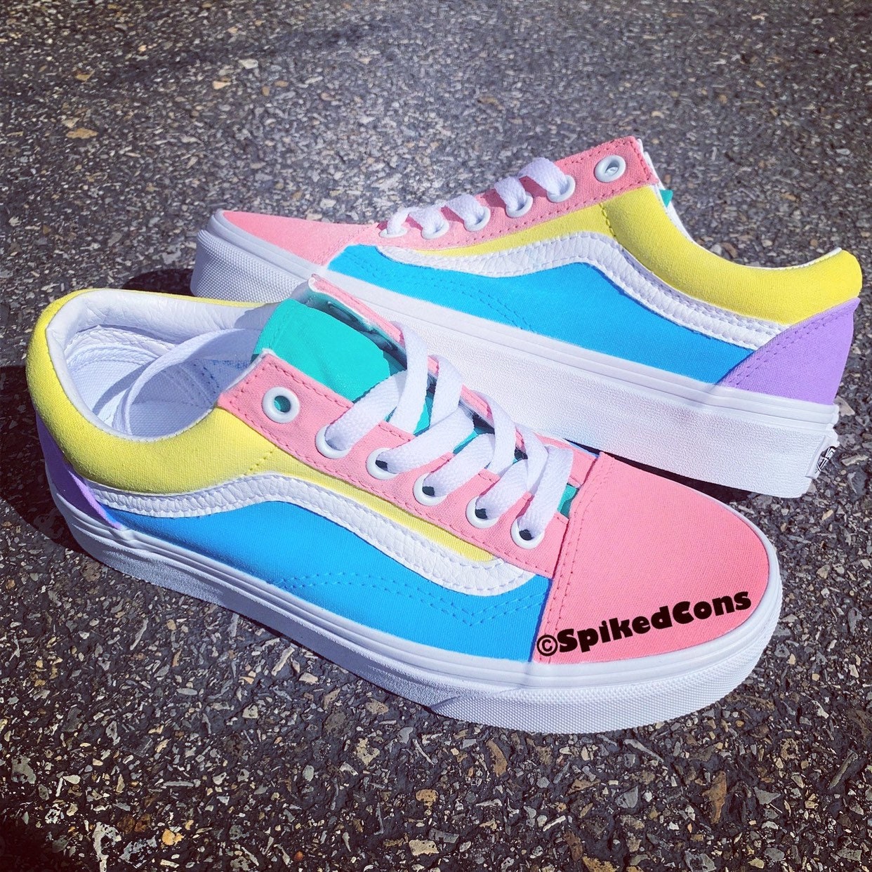 Unicorn Colored Old Skool Vans Kids/adults Women -