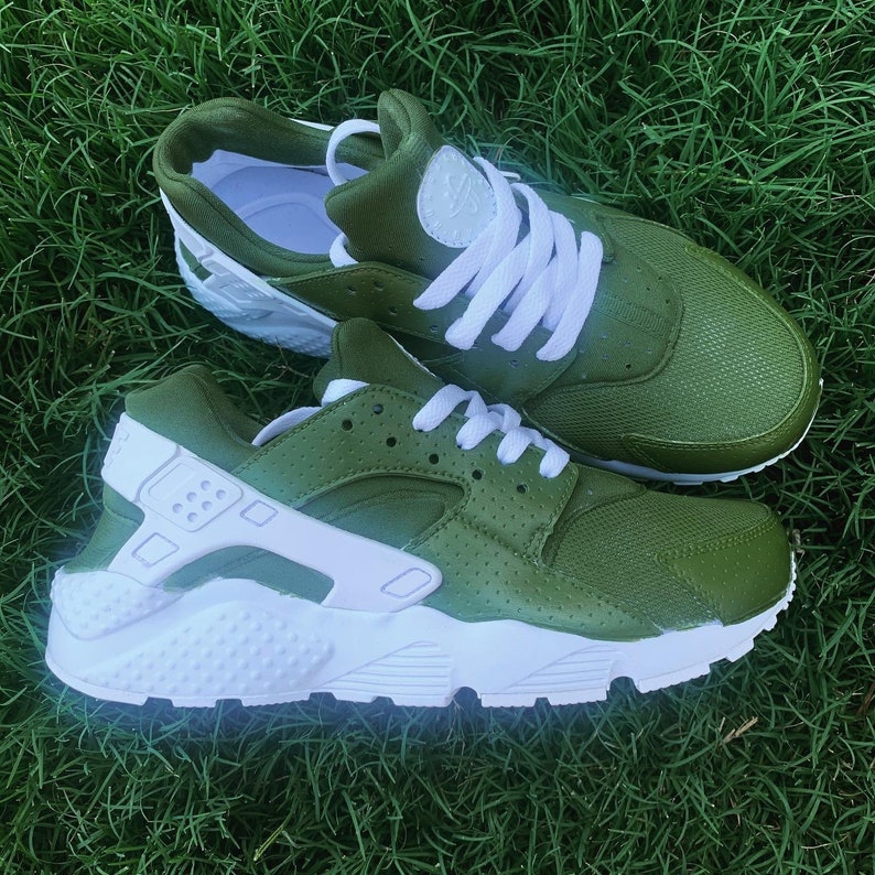 olive green and orange huaraches