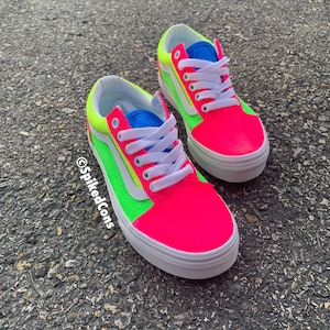 Custom Kids Vans Preschool Youth Old Skool Neon Unicorn Fruity Pebbles Cotton Candy