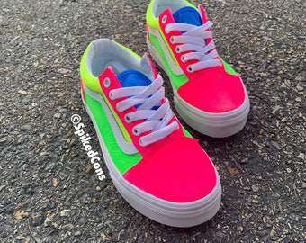 Custom Kids Vans Preescolar Joven Viejo Skool Neón Unicornio Guijarros Frutados Algodón de Azúcar