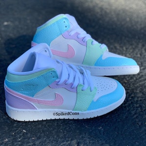 Custom ColorBlock J 1 Pastel Blue Pink Green & PurpleCheck Sizing Before Ordering image 3