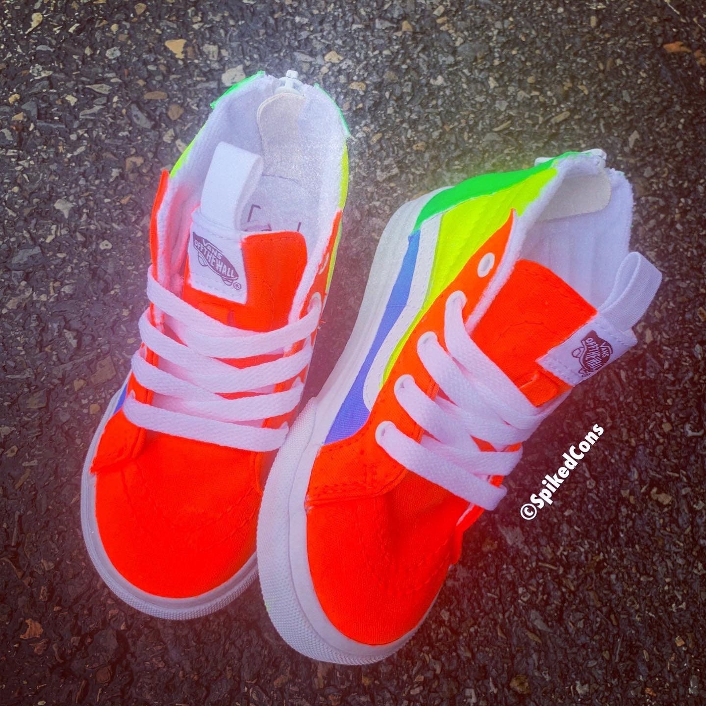 Pink blue and orange vans best sale