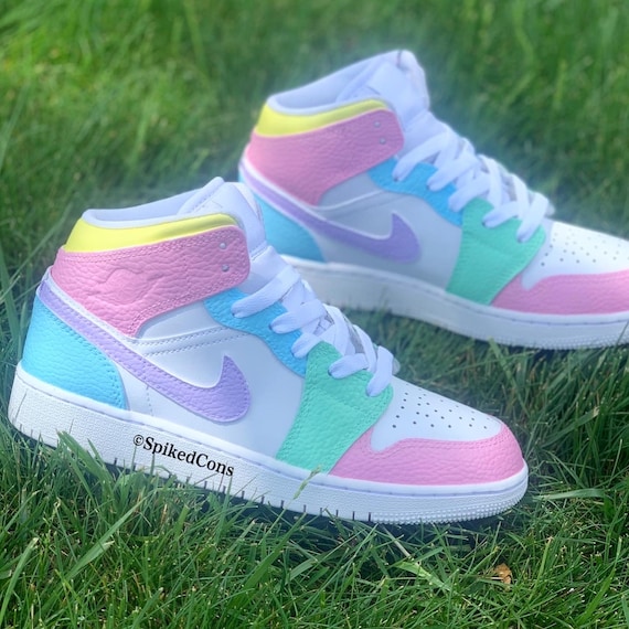 Custom Color Block “spring ” J1s- “pink Yellow Green Blue 