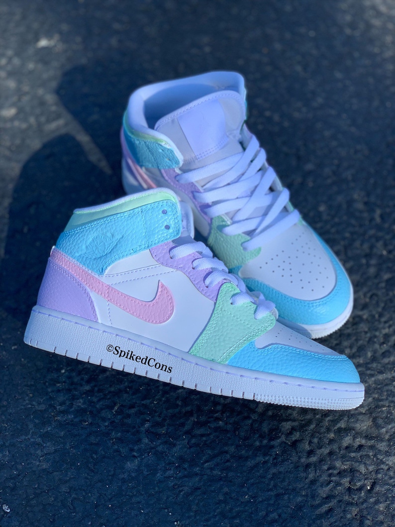 Custom ColorBlock J 1 Pastel Blue Pink Green & PurpleCheck Sizing Before Ordering image 1