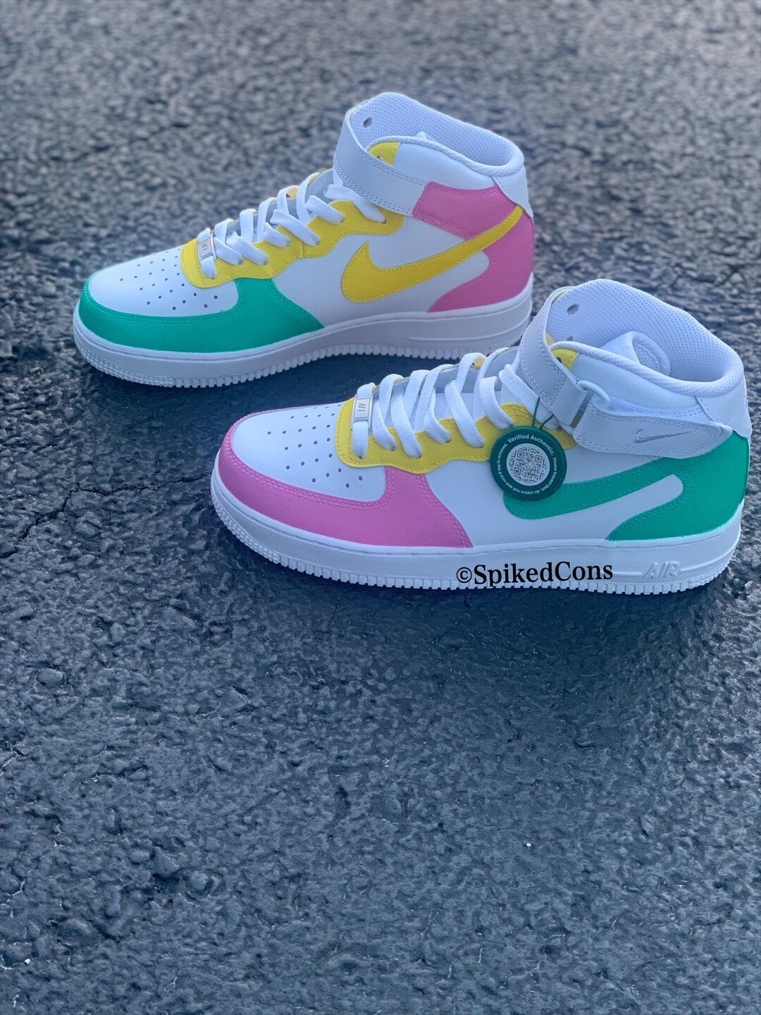 Custom South Beach Teal Yellow Pink AF1 Mid Etsy