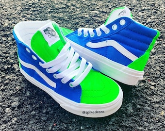neon blue high top vans 