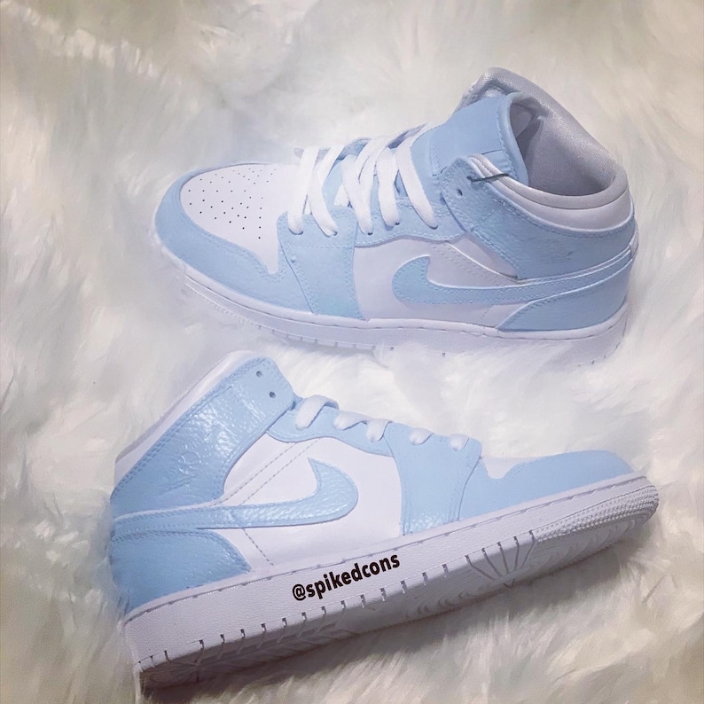 Custom Baby Blue / Powder Blue J 1 Mid (Other colors Available) Check Sizing Before Ordering 