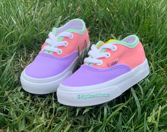 Otro "SpringTime" Custom Vans Easter Colores pastel (contacto para parejas de adultos) Rosa Púrpura Verde Amarillo
