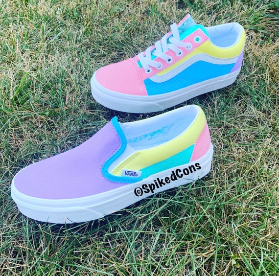 colorful vans slip on