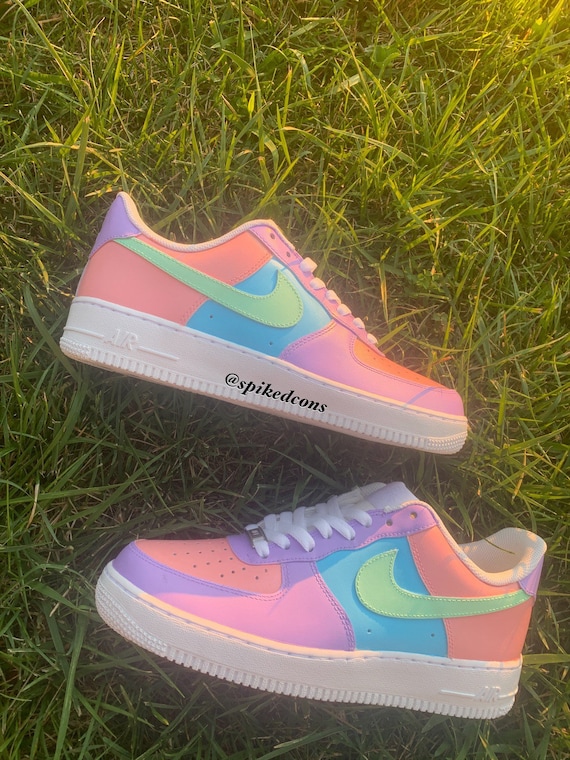 Pink check air store force ones