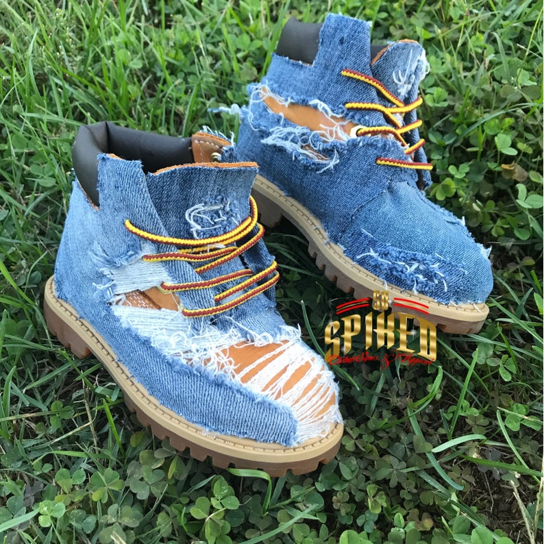 Custom Toddler/Youth Denim Timberlands | Etsy