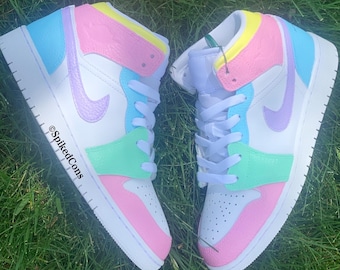 Custom Color Block “Spring ” J1s- “Pink Yellow Green Blue Pink —Check Sizing Before Ordering