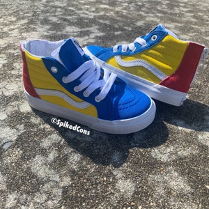 Custom Primary Vans (Toddler Sk8) Blue Yellow & Red