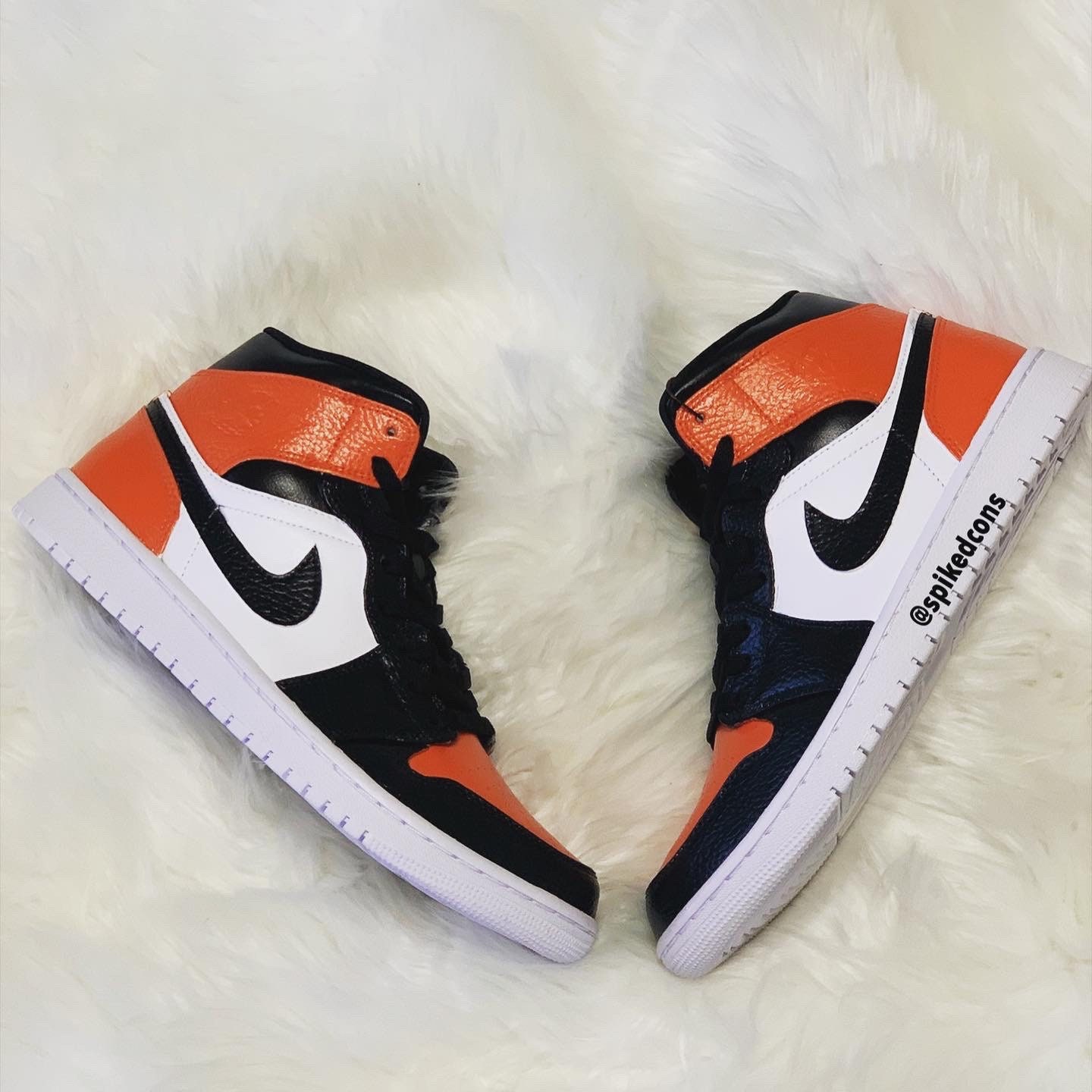 Custom J 1 “orange Black White-check Your Sizing Before Ordering