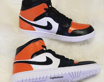 Custom J 1 “Orange Black White-Check Your Sizing Before Ordering