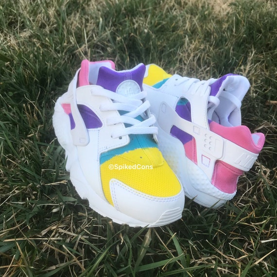 Custom Rainbow Huaraches (Pink Purple Yellow and Turquoise)