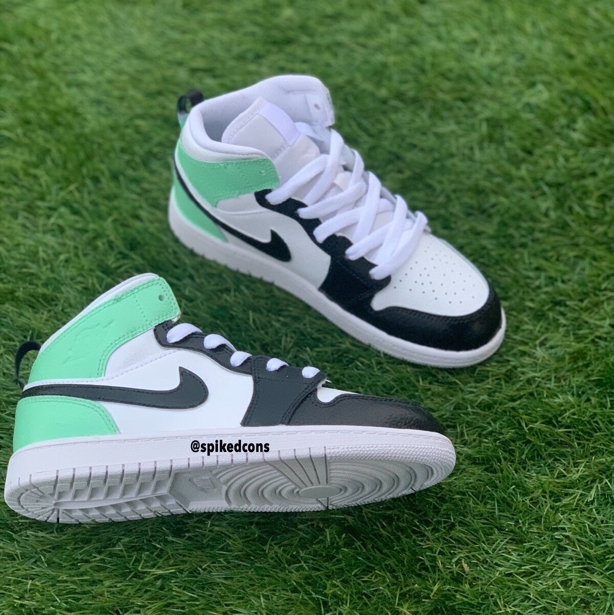 black white and mint jordans