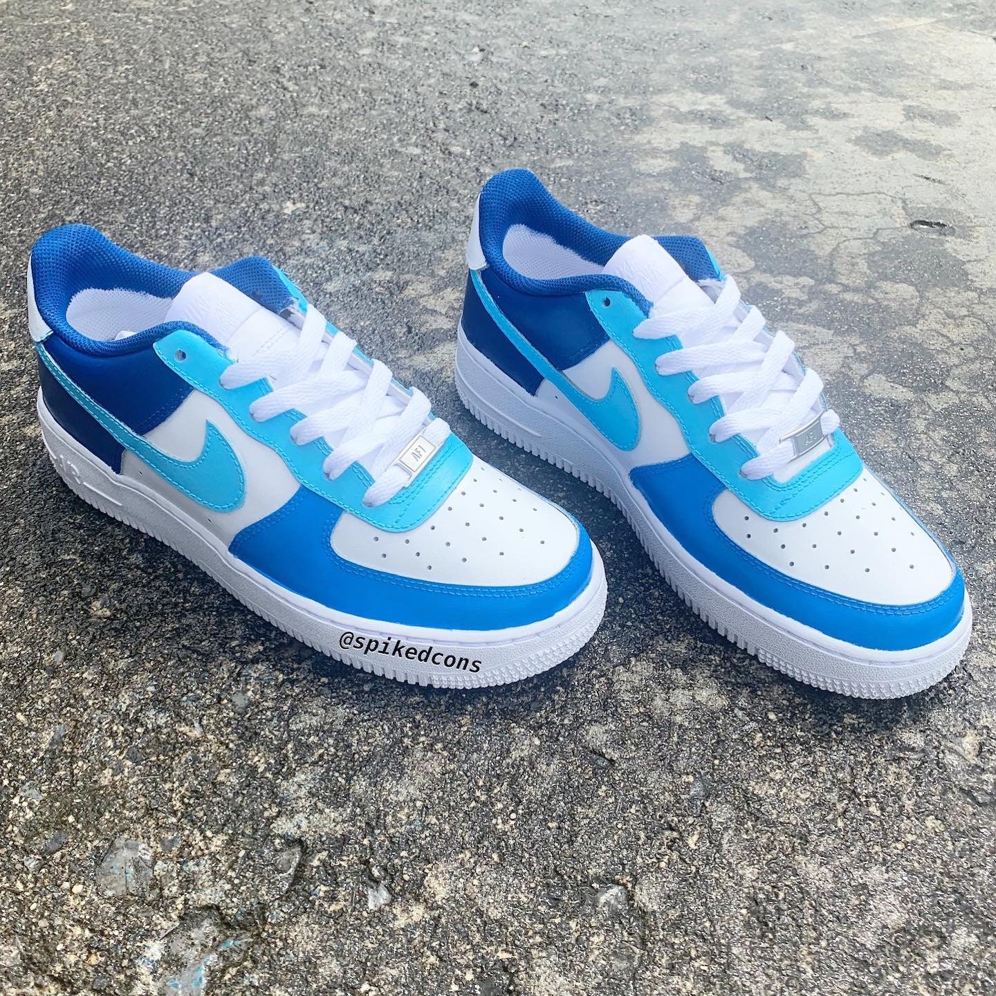 Custom 3 Shades of the Blues af1check Sizing Before -   Nike shoes  blue, Air force one shoes, Blue nike air force