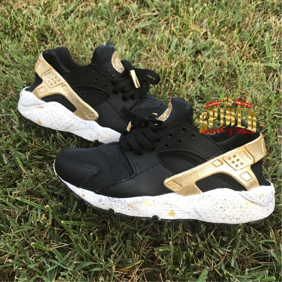 Niet modieus doos meten Aangepaste Zwarte en Gouden Glitter Air Huaraches Black - Etsy Nederland