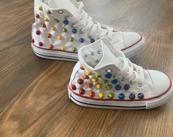 LOW Rainbow spike studded chucks (hard bottoms)- also AVAILABLE IN Black