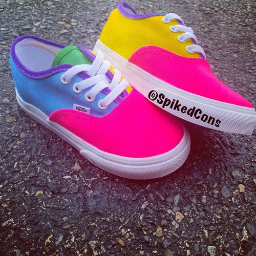 Custom Toddler Kids Vans neon Colors Pink Green Blue Etsy