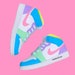 Custom Color Block “Tropical ” J 1s- “Pink Yellow Purple Blue Pink —Check Sizing Before Ordering