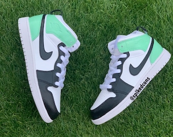 Custom Mint Green Black & White J 1-(read description)Check Sizing Before Ordering