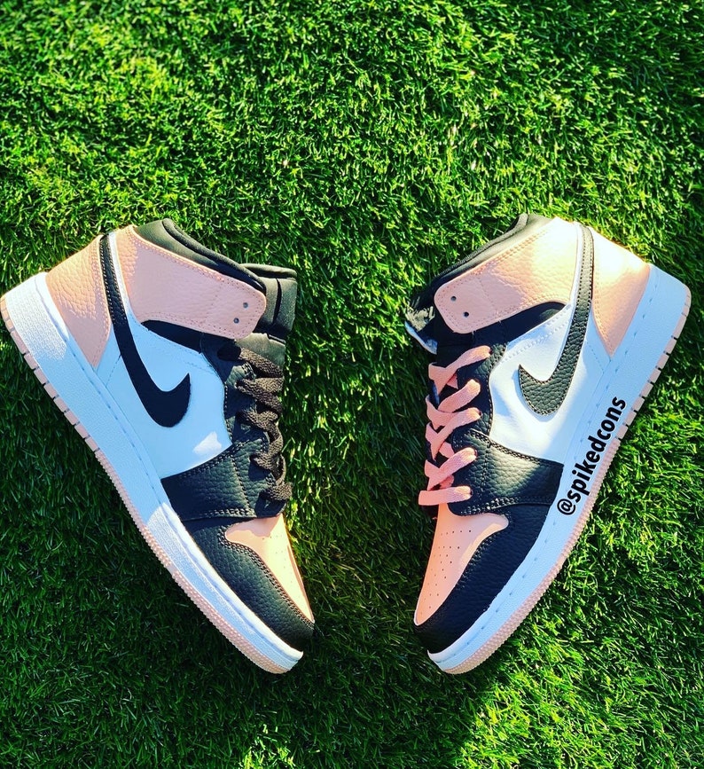 Custom ColorBlock Jordan 1 Peach Black WhiteCheck Sizing Etsy