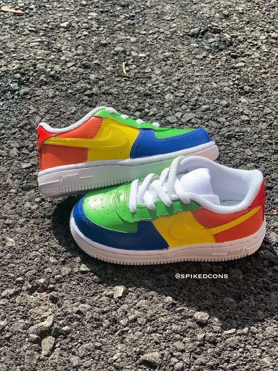 Yellow Swoosh Check Custom Air Force 1 - Hand Painted AF1 - Custom