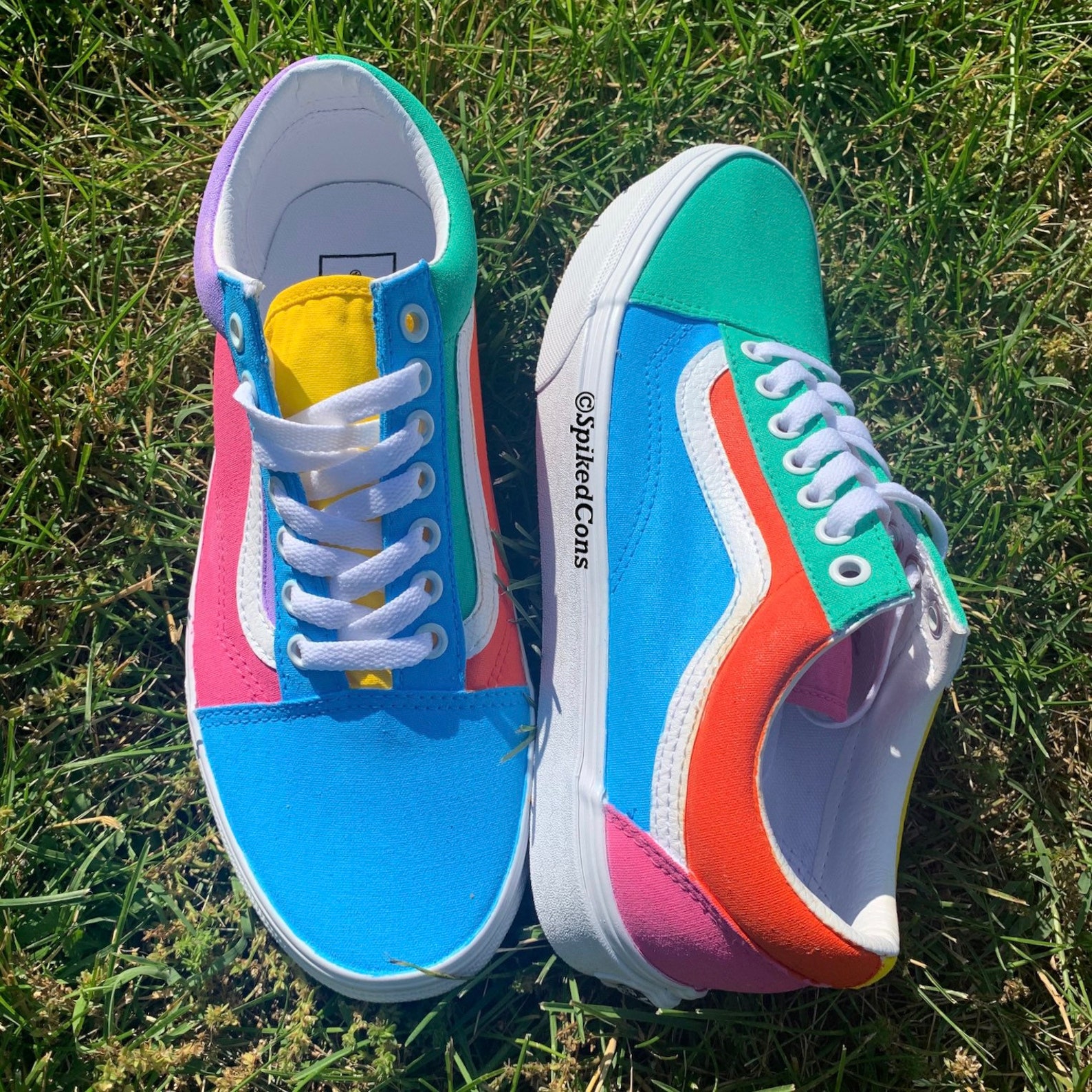 Custom Vans freestyle Color Block big Kids/adults - Etsy