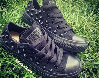 Custom Black Spiked Studded Chucks -Adults & Big Kids