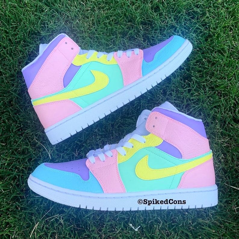 Custom “Pastel J 1s-Pink Purple Blue Green YellowCheck Sizing Before OrderingCheck Sizing Before Ordering 
