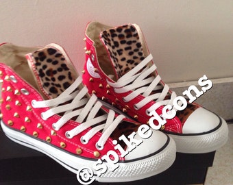 High Top Converse With Leopard Print Tongue High Top Adult Chucks