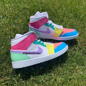 Custom “Pastry J 1s-Pink Purple Blue Green Yellow-Check Sizing Before Ordering