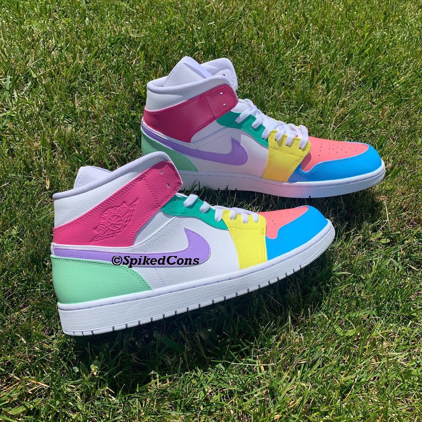 Custom Air Jordan 1 White Swoosh Pink Sneakers – shecustomize