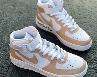 Custom Tan & White AF1 Sneakers