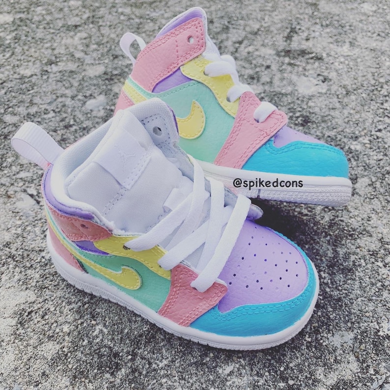 Custom Pastel Jordan 1sPink Purple Blue Green YellowCheck Etsy