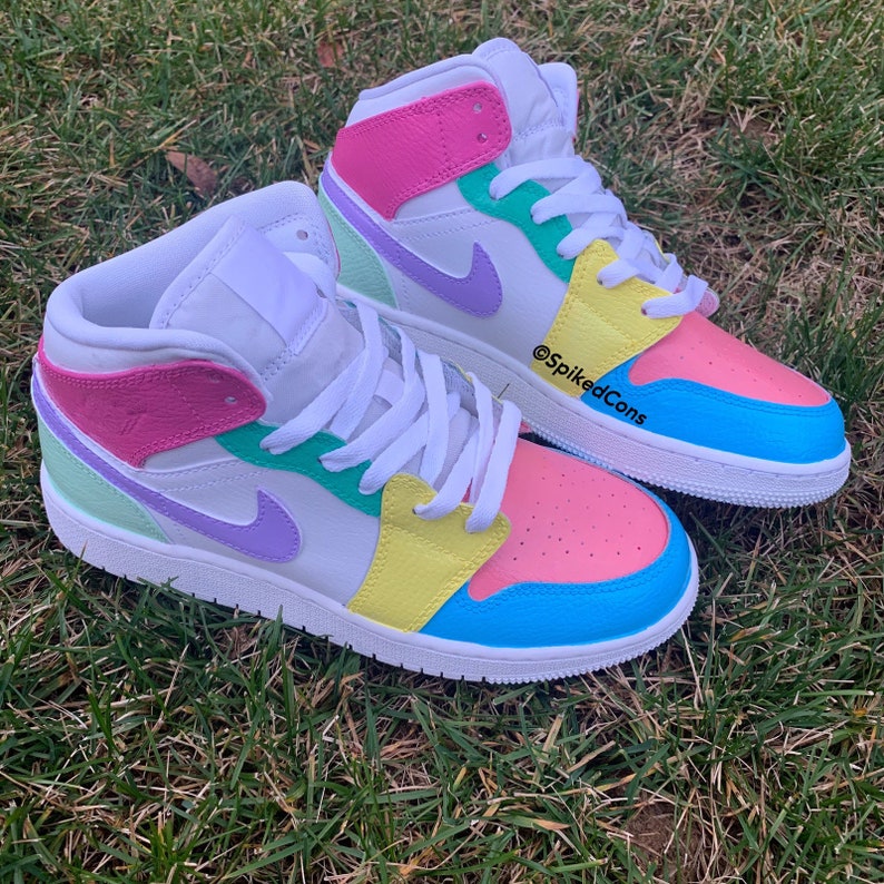 Custom Pastry Jordan 1s-Pink Purple Blue Green Yellow-Check | Etsy