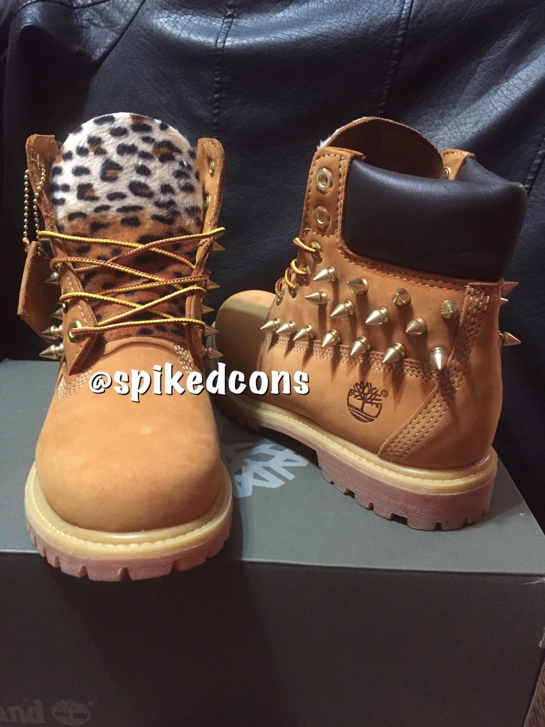 Youth/women Leopard Spiked or No Spikes Timberlands Sizes