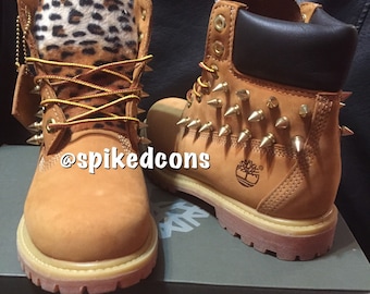 Custom Black Timberlands (leopard or Other Tongue) - Etsy display picture 1